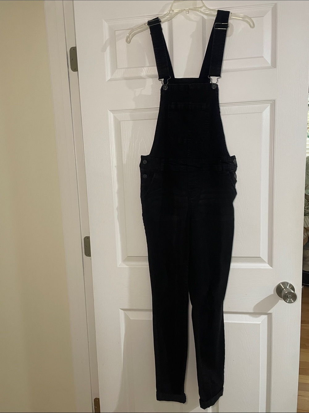 Vanilla Star Women’s Distressed Black Overalls